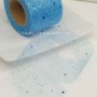 Фатин з блискітками 5 см Блакитний — жорстка стрічка для бантиків, упаковки, декору