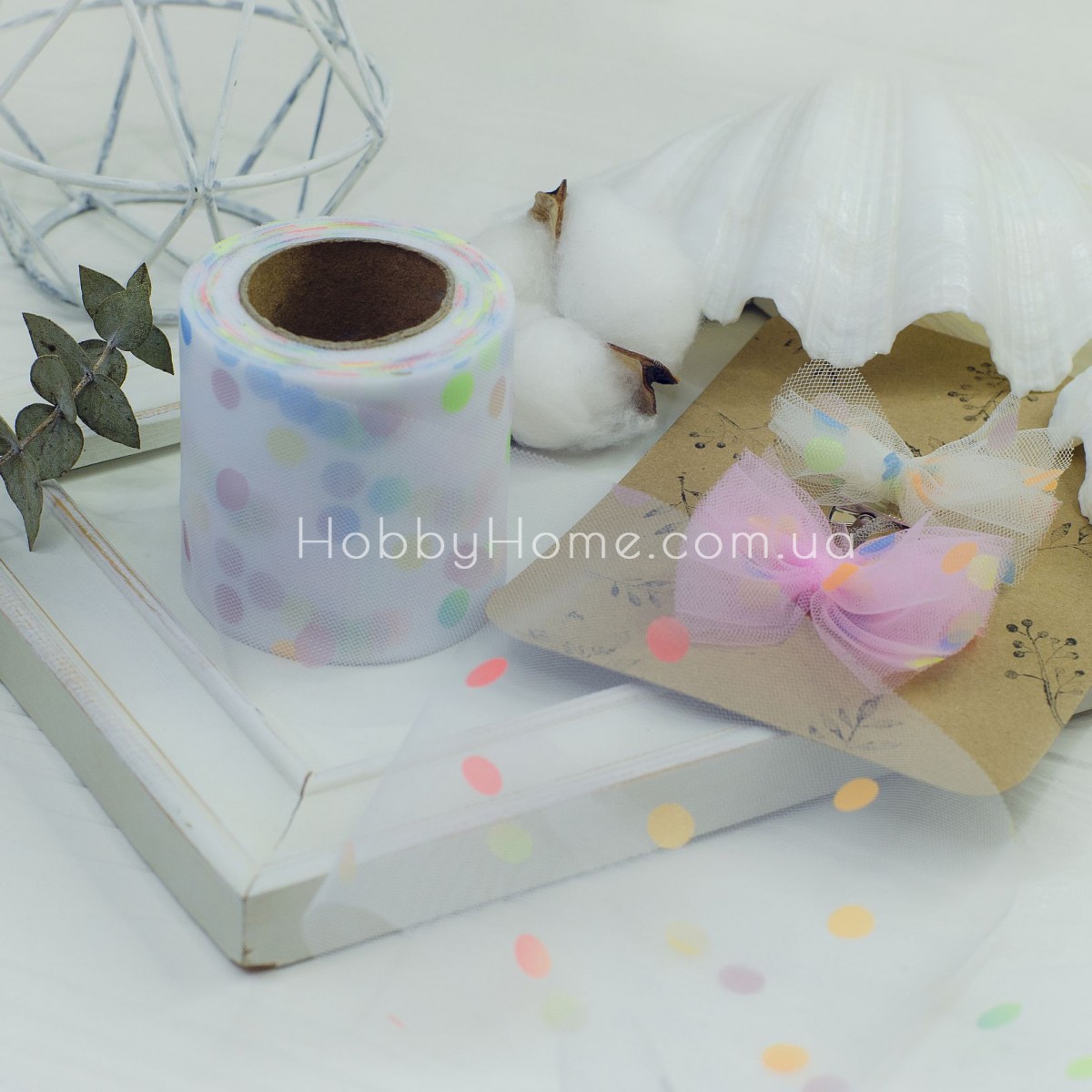 Фатин горошок Конфетті 6 см Білий Фатин горошок Конфетті 6 см Білий