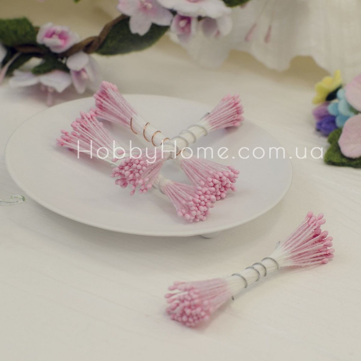 Матові тичинки рожеві 1 мм, дрібні, тайські, двосторонні на нитці