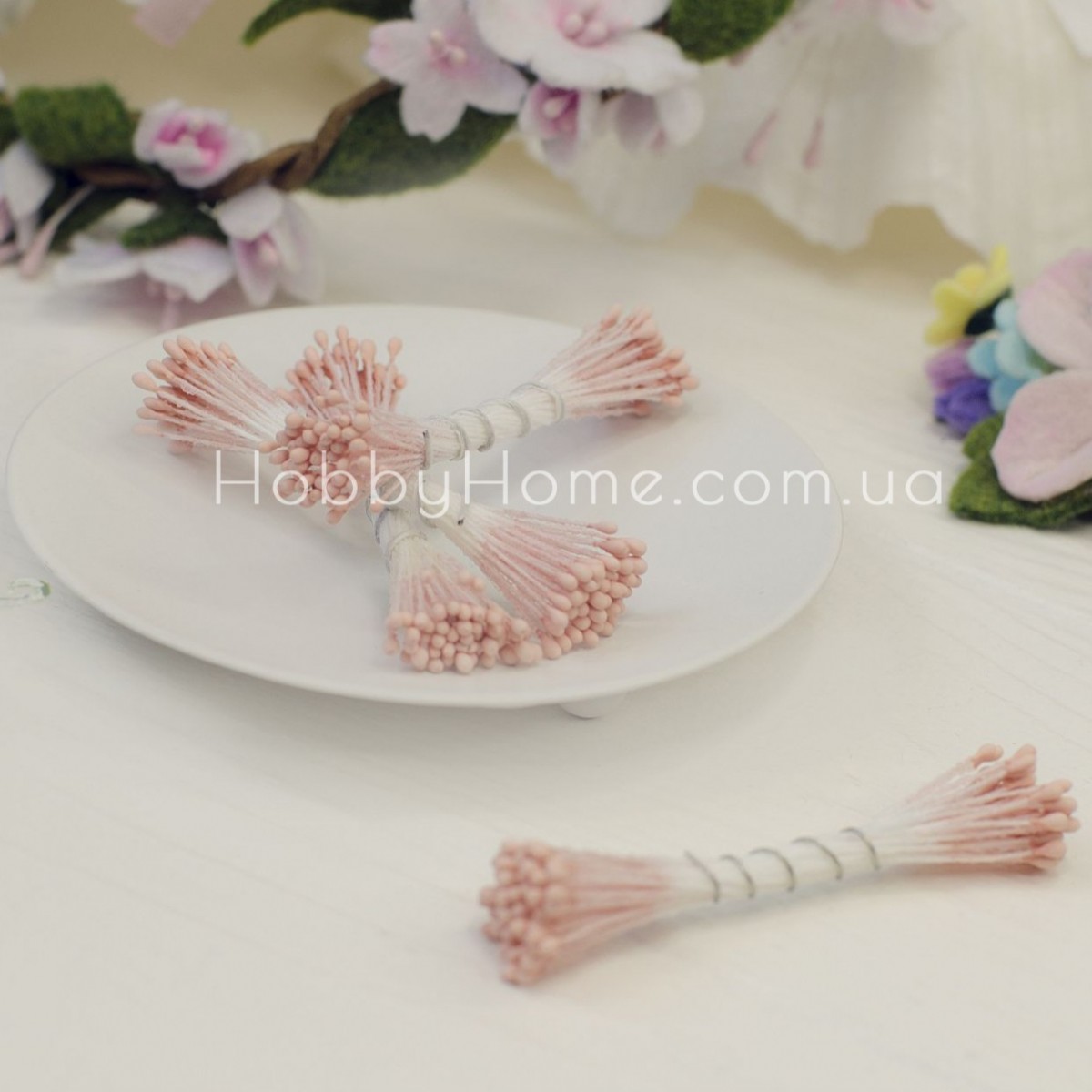 Матові тичинки пудрові 1 мм, дрібні, тайські, двосторонні на нитці