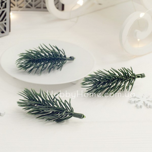 Гілочка ялинки штучна 6 см — лита м’яка хвоя для новорічного декору та рукоділля