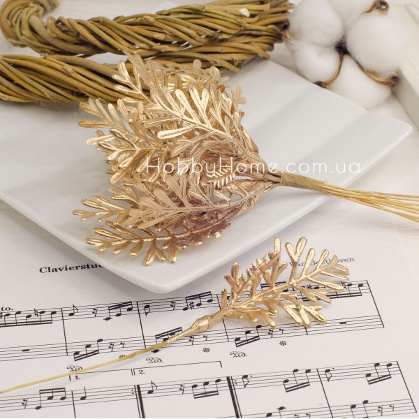 Папороть штучна Золота 15 см — гілка для новорічного декору та флористики