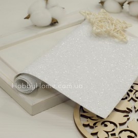 Екошкіра гліттерна Матова Біла з великим гліттером на тканинній основі – формати А4, А5, А6 Екошкіра гліттерна М...
