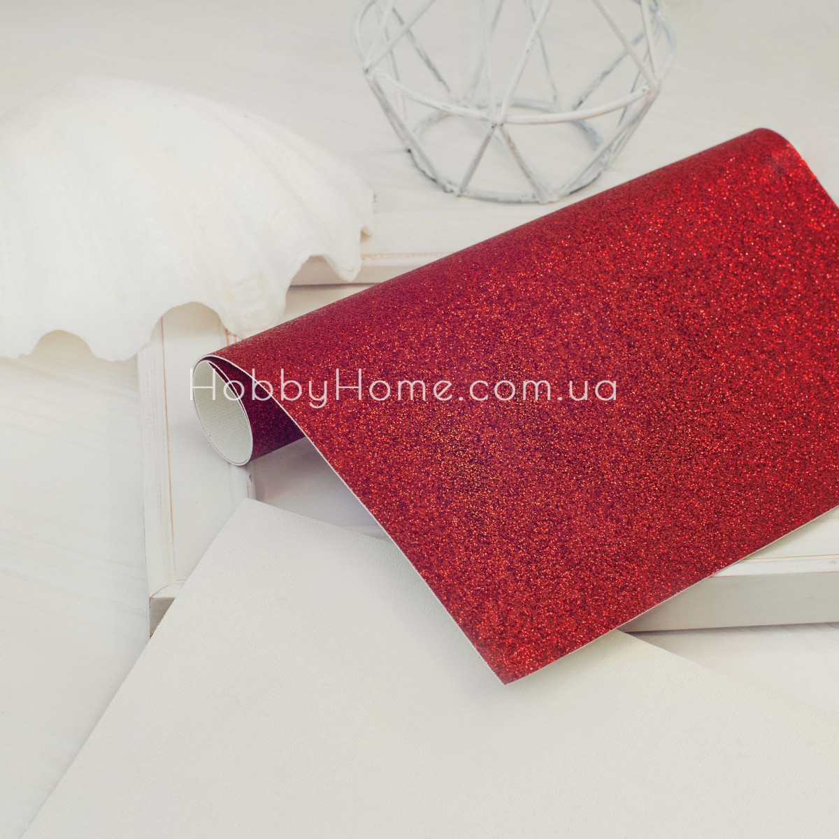 Екошкіра з дрібним глітером Червона на тканинній основі – формати А4, А5, А6