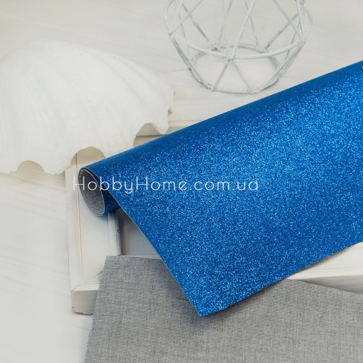 Екошкіра з дрібним Синім гліттером на тканинній основі — формати А4, А5, А6