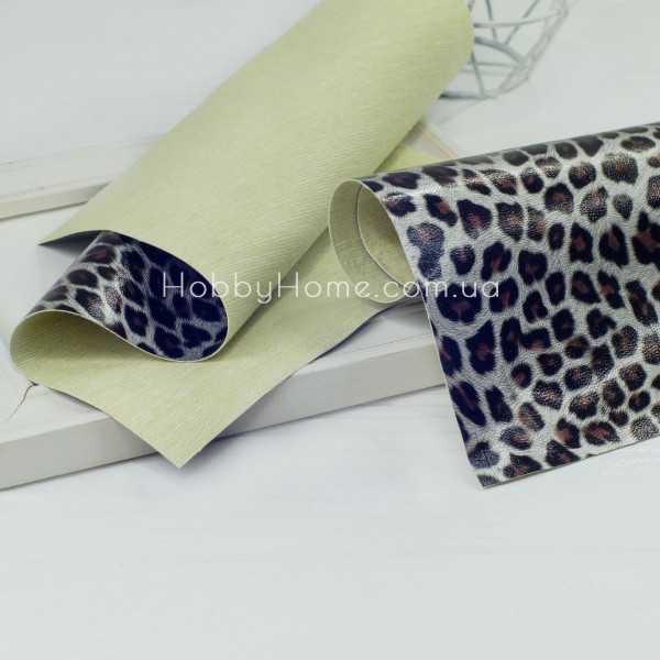 Екошкіра леопард 0,4 мм Світла — щільна нееластична екошкіра на тканинній основі