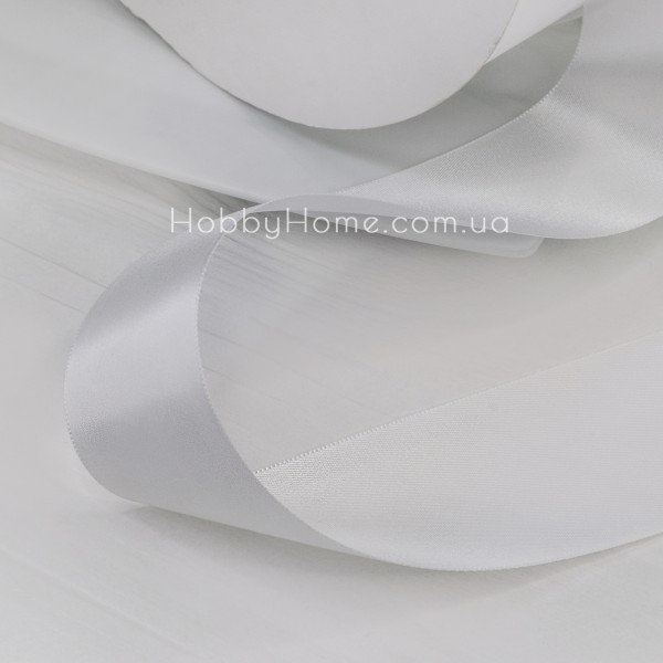 Сатинова (атласна) стрічка двостороння 5см Біла