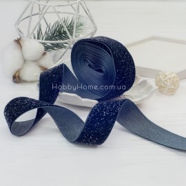 Оксамитова стрічка Темно-Синя 2,5 см зі срібним люрексом — для декору, флористики та рукоділля Оксамитова стрічка Т...