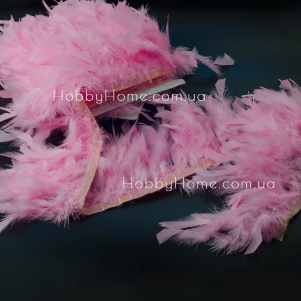 Пір’яна тасьма з пера індички 15 см Рожева 