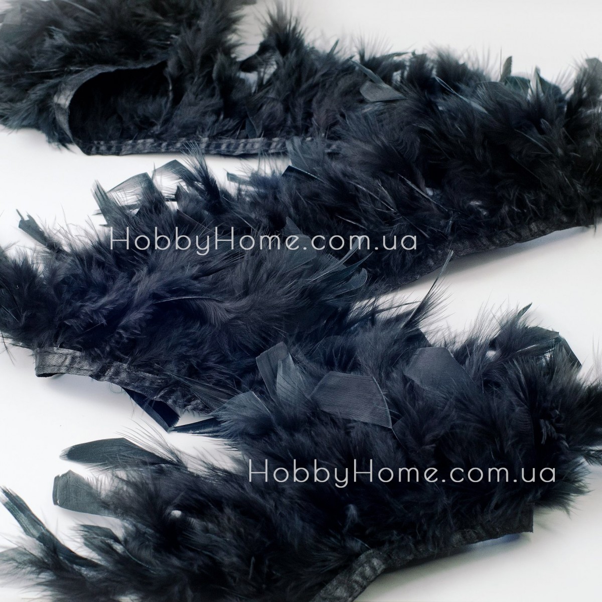 Пір’яна тасьма з пера індички 15 см Чорна