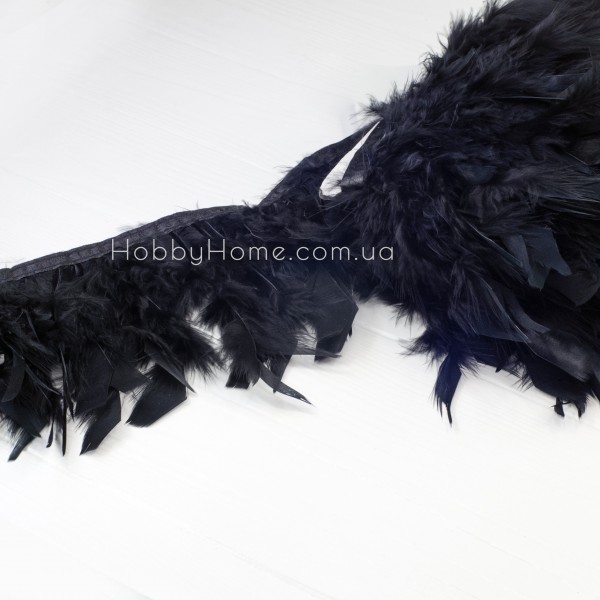 Пір’яна тасьма з пера індички 15 см Чорна 