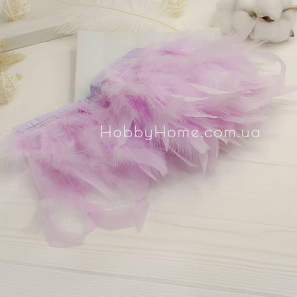 Пір’яна тасьма з індички 15 см Світло-Фіолетова 