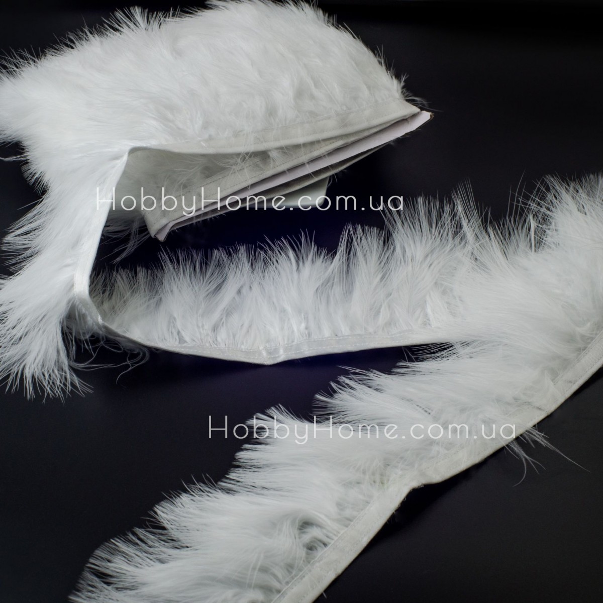 Пір'я Індика пухнасте на стрічці 8-10см Біле