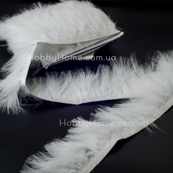 Пір'я Індика пухнасте на стрічці 8-10см Біле