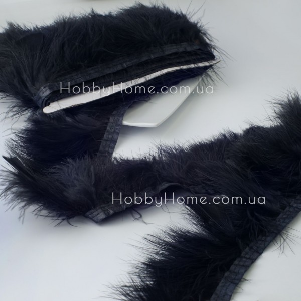 Пір'я Індички пухнасте на стрічці 8-10см Чорна