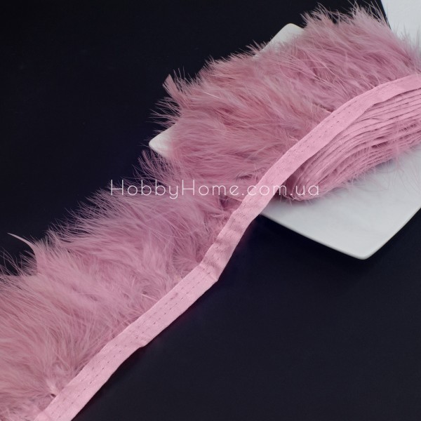 Пір'я Індички пухнасте на стрічці 8-10см Пудра