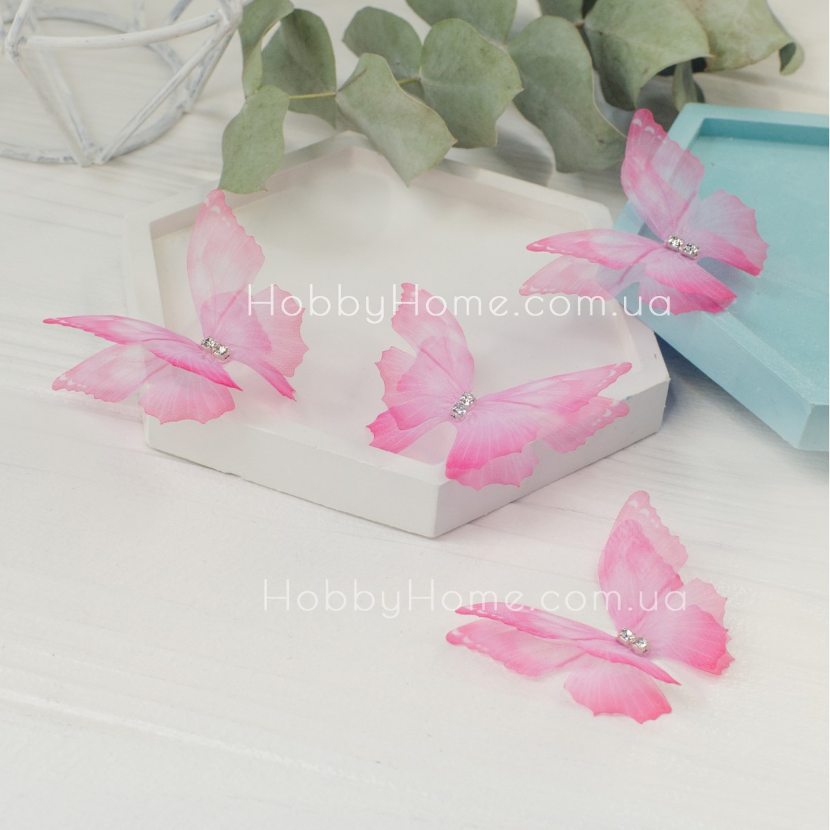Метелики шифонові Монарх 4см Рожевий