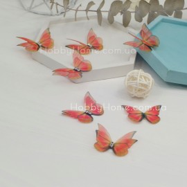 Шифонові метелики Палос 3,8см для рукоділля Червоні Шифонові метелики Па...