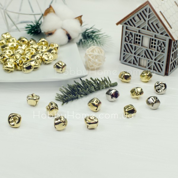 Бубонці дзвіночки металеві Різдвяні 1,5 см Золото