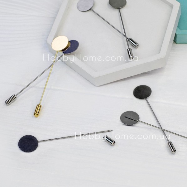 Основа для шпильки-голки 7,5см з круглою платформою Срібна