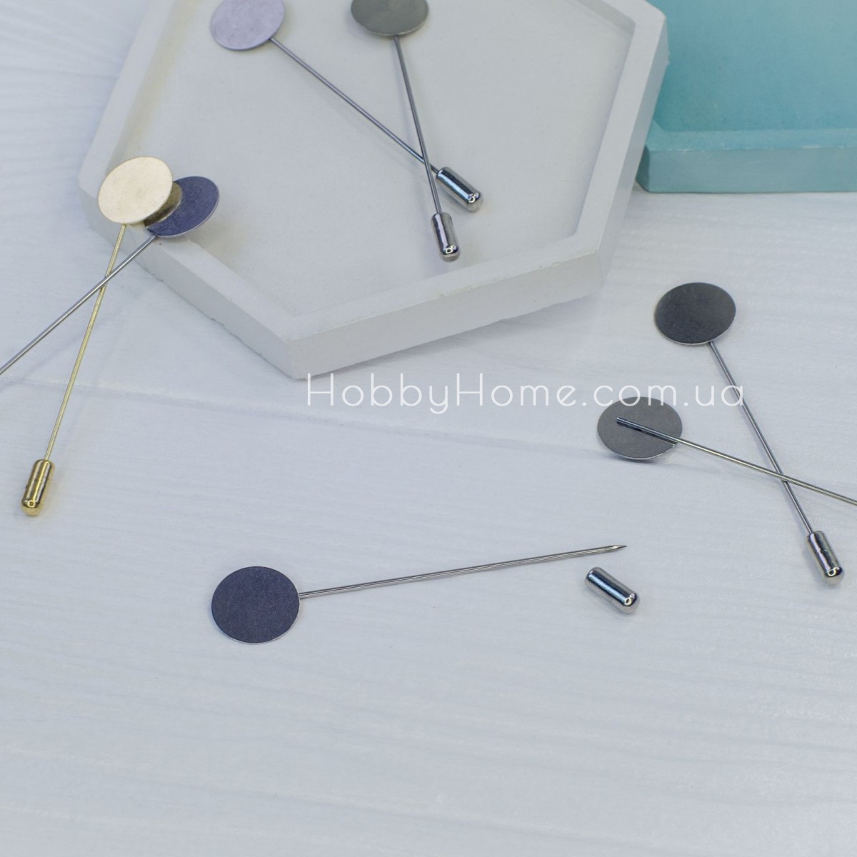 Основа для шпильки-голки 7,5см з круглою платформою Срібна Основа для шпильки-голки 7,5см з круглою платформою Срібна