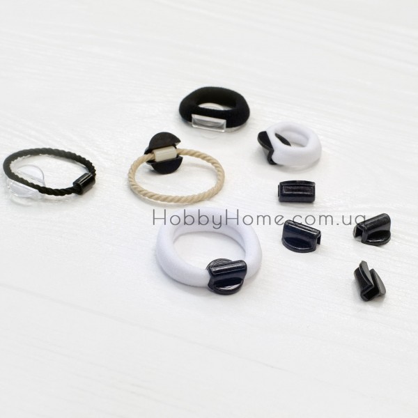 Пластикове кріплення для резинки кругле 1,3 см Чорне