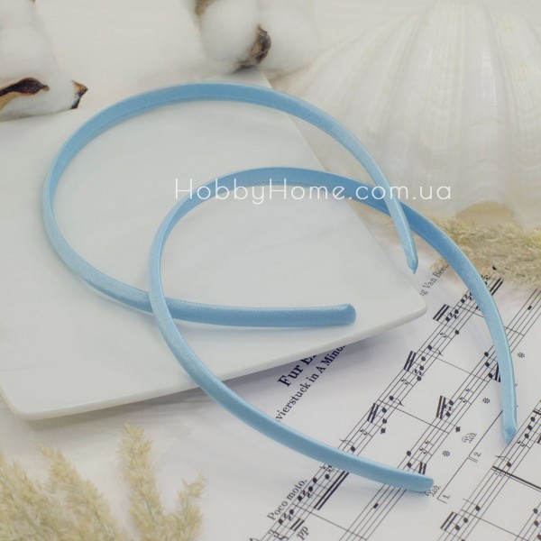 Обруч пластиковий в атласній тканині 9мм Блакитний – основа для прикрас