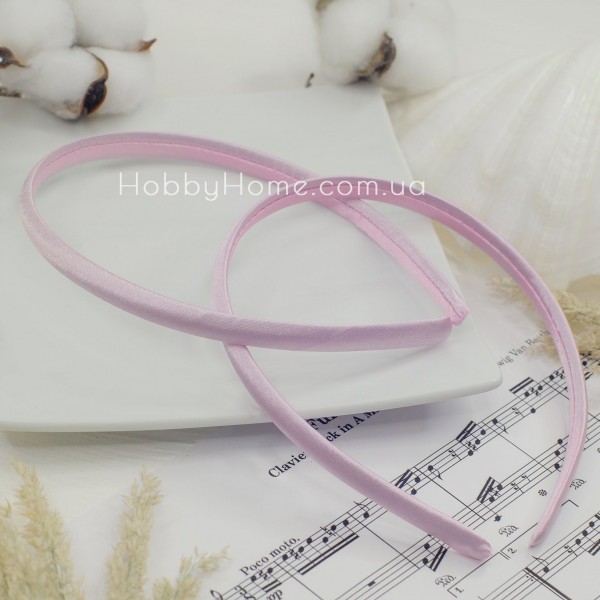 Обруч пластиковий в атласній тканині 9мм Рожевий — основа для прикрас і рукоділля