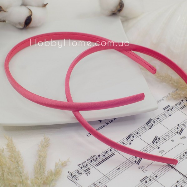 Обруч пластик в атласній тканині 9мм Коралово-рожевий