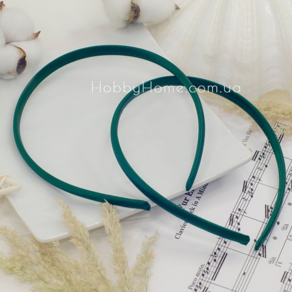 Обруч пластиковий в атласній тканині 9мм Смарагдовий — основа для прикрас та хендмейду