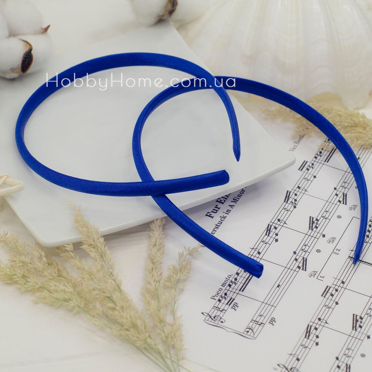 Обруч пластик в атласній тканині 9мм Синій Обруч пластик в атласній тканині 9мм Синій