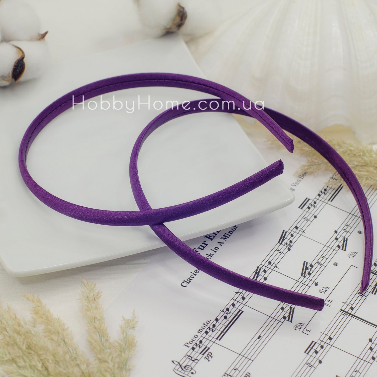 Обруч пластик в атласній тканині 9мм Пурпур Обруч пластик в атласній тканині 9мм Пурпур