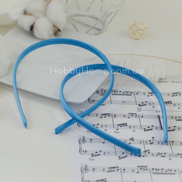 Обруч пластиковий в атласній тканині 9мм Небесно-блакитний