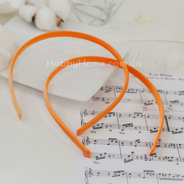 Обруч пластик в атласній тканині 9мм Помаранчевий — основа для прикрас ручної роботи