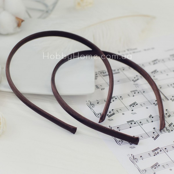 Обруч пластик в атласній тканині 9мм Бурий — основа для прикрас своїми руками