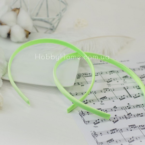 Обруч пластик в атласній тканині 9мм Неоновий