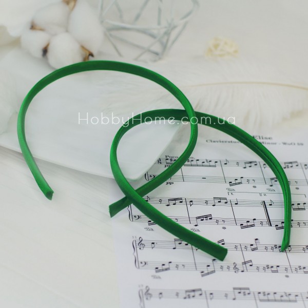 Обруч пластиковий в атласній тканині 9мм Зелений – основа для прикрас та рукоділля