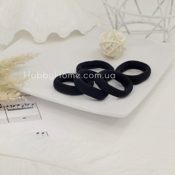 Чорна резинка Калуш 3,6см — м’яка безшовна гумка з мікрофібри для волосся