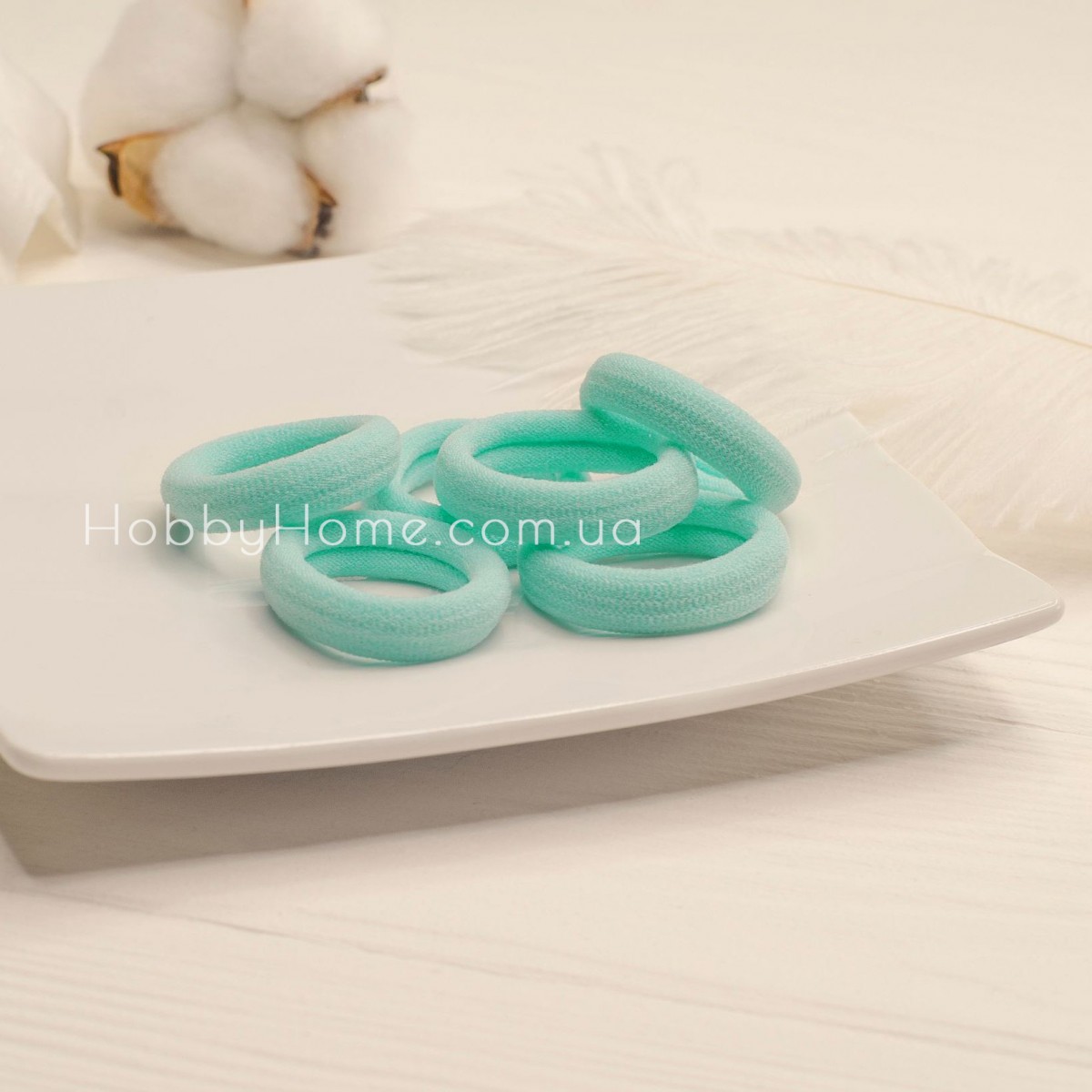 Резинка Калуш 4см Блакитна — м’яка безшовна гумка для волосся з мікрофібри