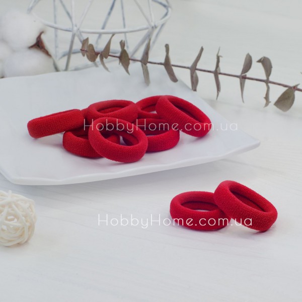 Резинка Коломия 3,6 см Червона — безшовна гумка з мікрофібри для волосся та handmade