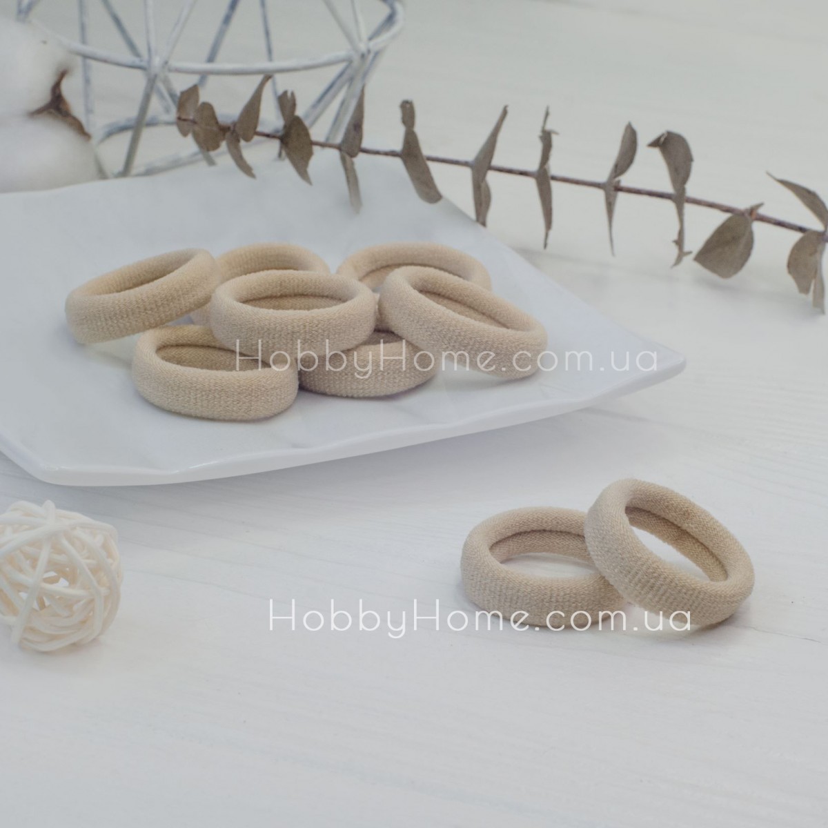 Резинка Коломия 3,6см Бежева — м’яка нейлонова гумка для волосся та творчості