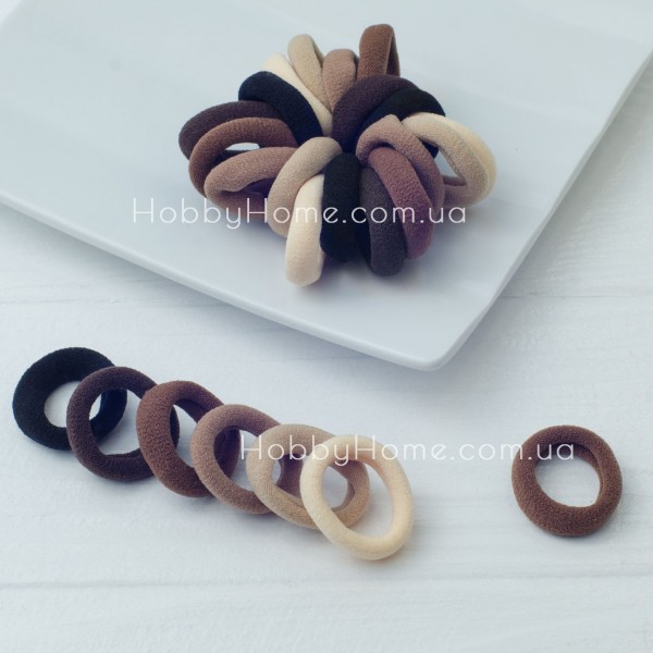 Набір резинок Калуш 2,3см Коричневий МІКС - 100шт м’яких безшовних гумок з мікрофібри