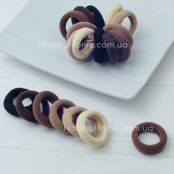 Набір резинок Калуш 2,7см Коричневий МІКС - 75шт м’яких безшовних гумок з мікрофібри