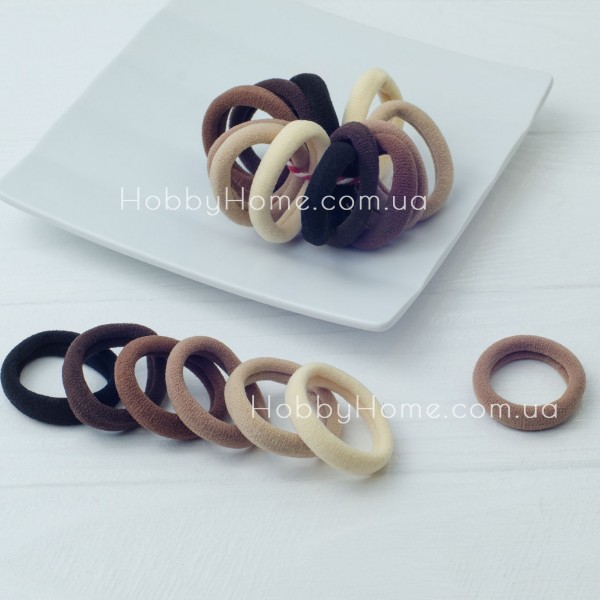 Набір резинок Калуш 3,6см Коричневий МІКС - 50шт м’яких безшовних гумок з мікрофібри