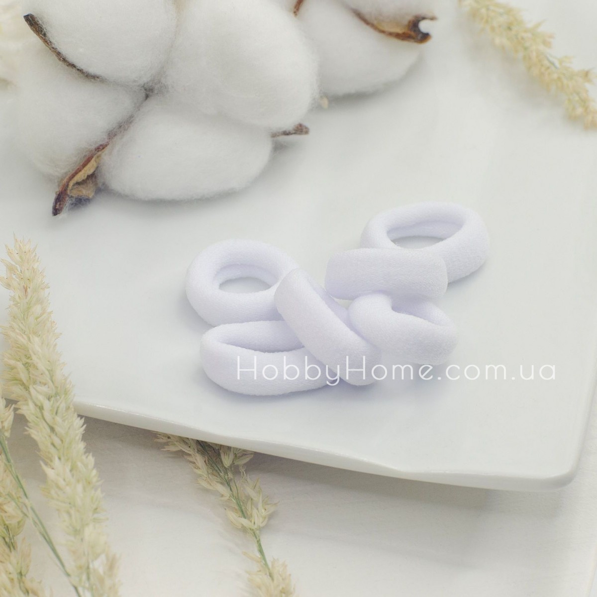 Біла резинка для волосся Калуш 2,3см — дитяча безшовна гумка з мікрофібри