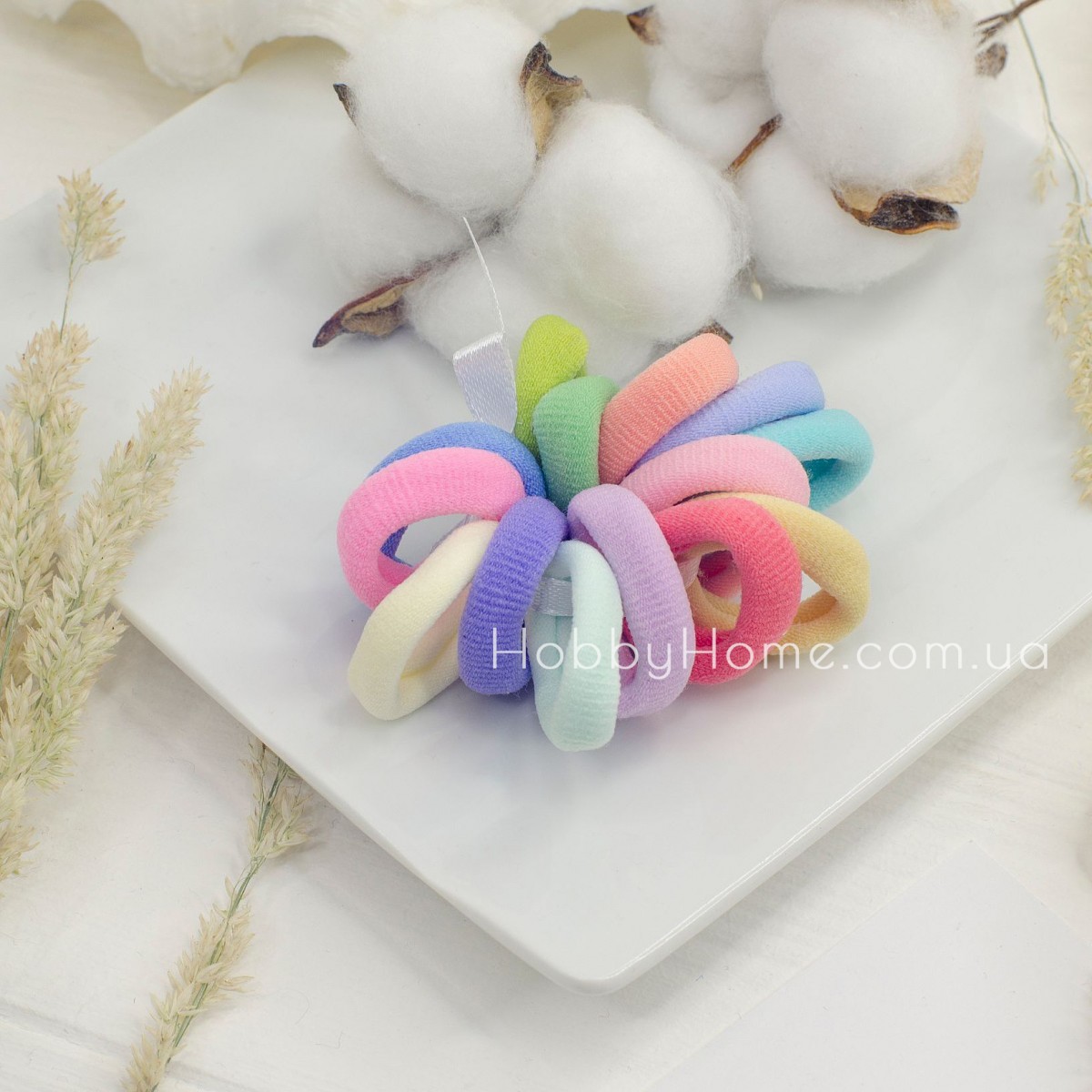 Набір пастельних резинок Калуш 2,7см — 100шт безшовних мікрофібрових гумок для волосся Набір пастельних резинок Калуш 2,7см — 100шт безшовних мікрофібрових гумок для волосся