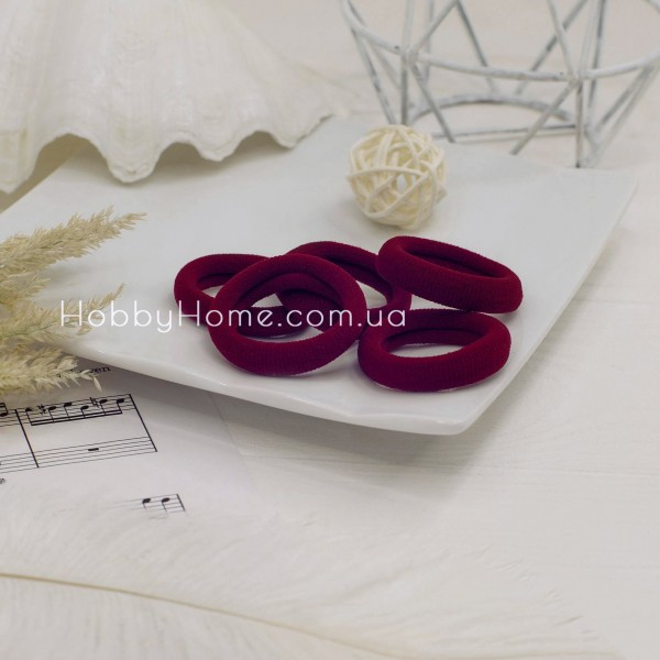 Резинка Калуш 4см Бордова — м’яка безшовна гумка з мікрофібри для волосся