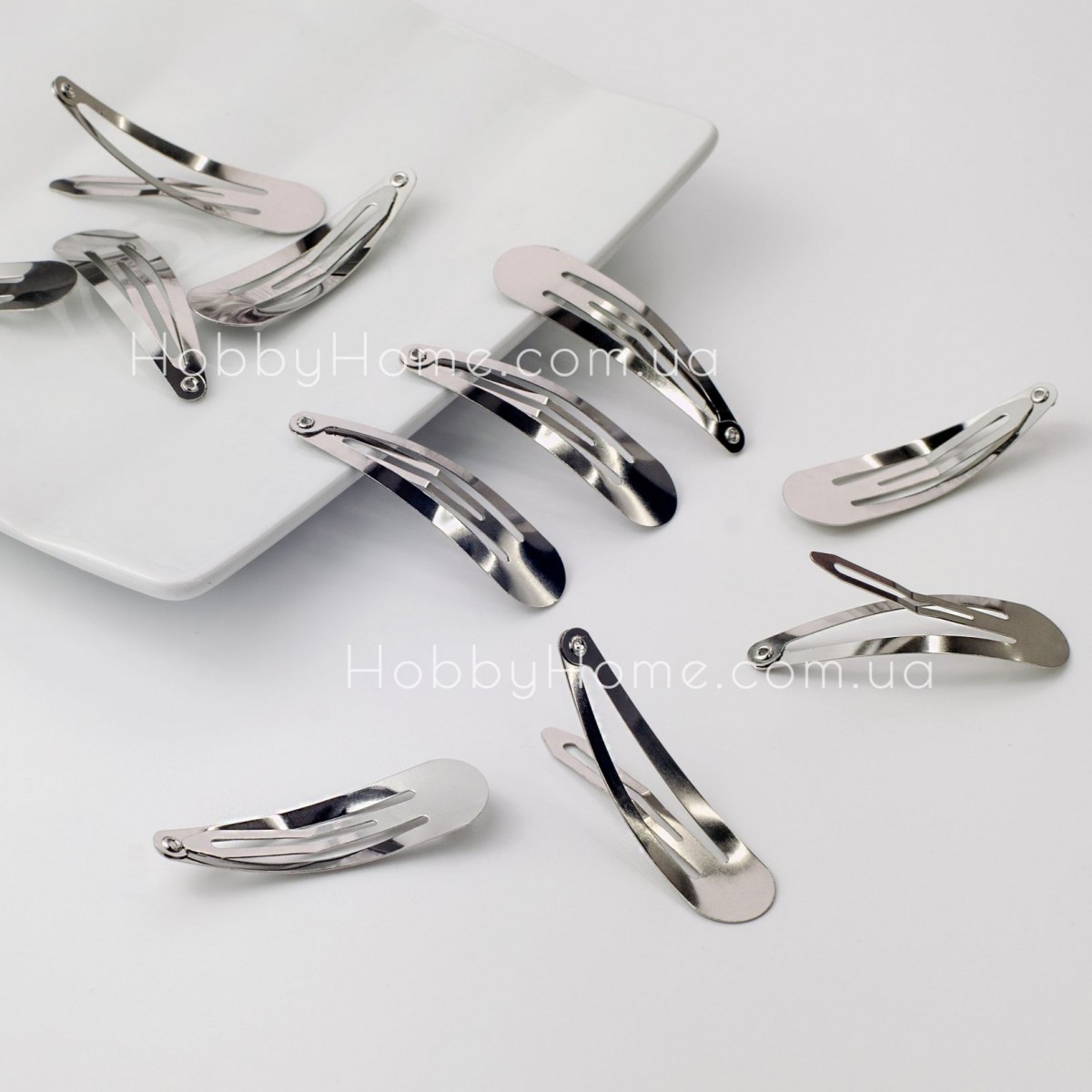 Основа затискач для волосся тік-так 5 см (клік-клак) Крапля Срібна