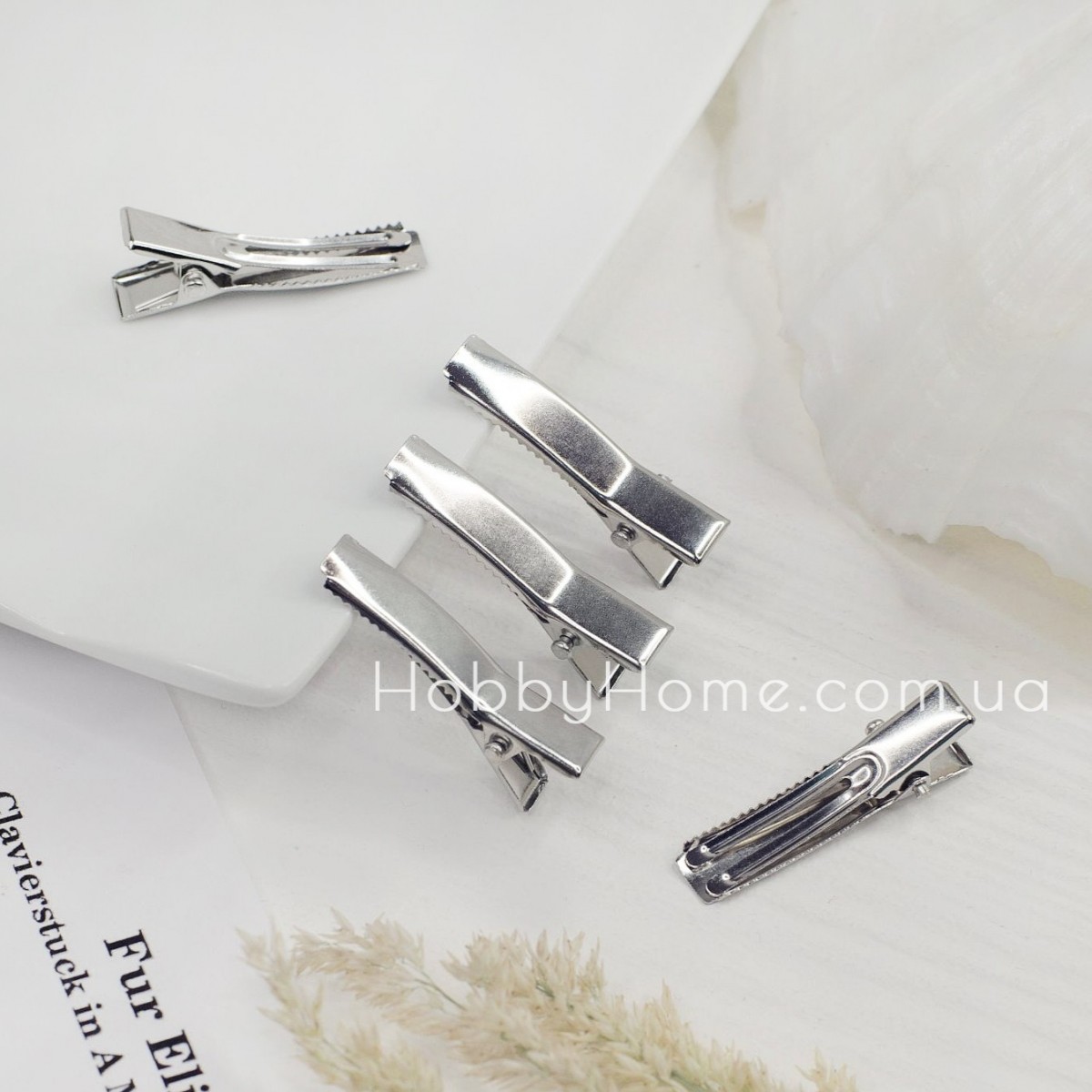 Заколка крокодил 3,5см (уточка) на два язички Срібло