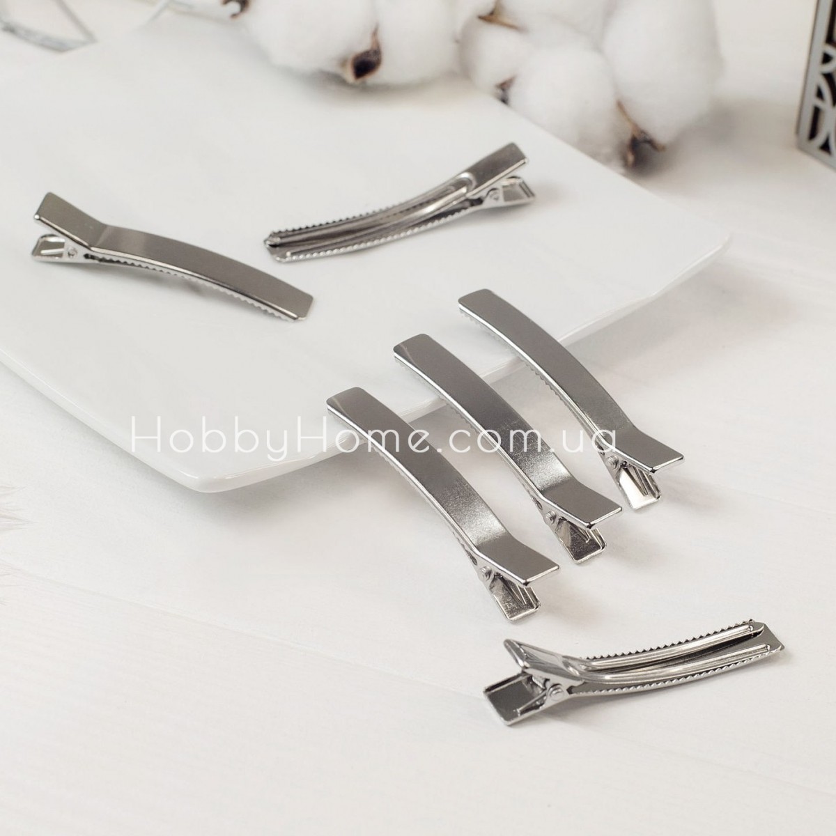 Заколка крокодил 6см (уточка) на два язичка Срібло